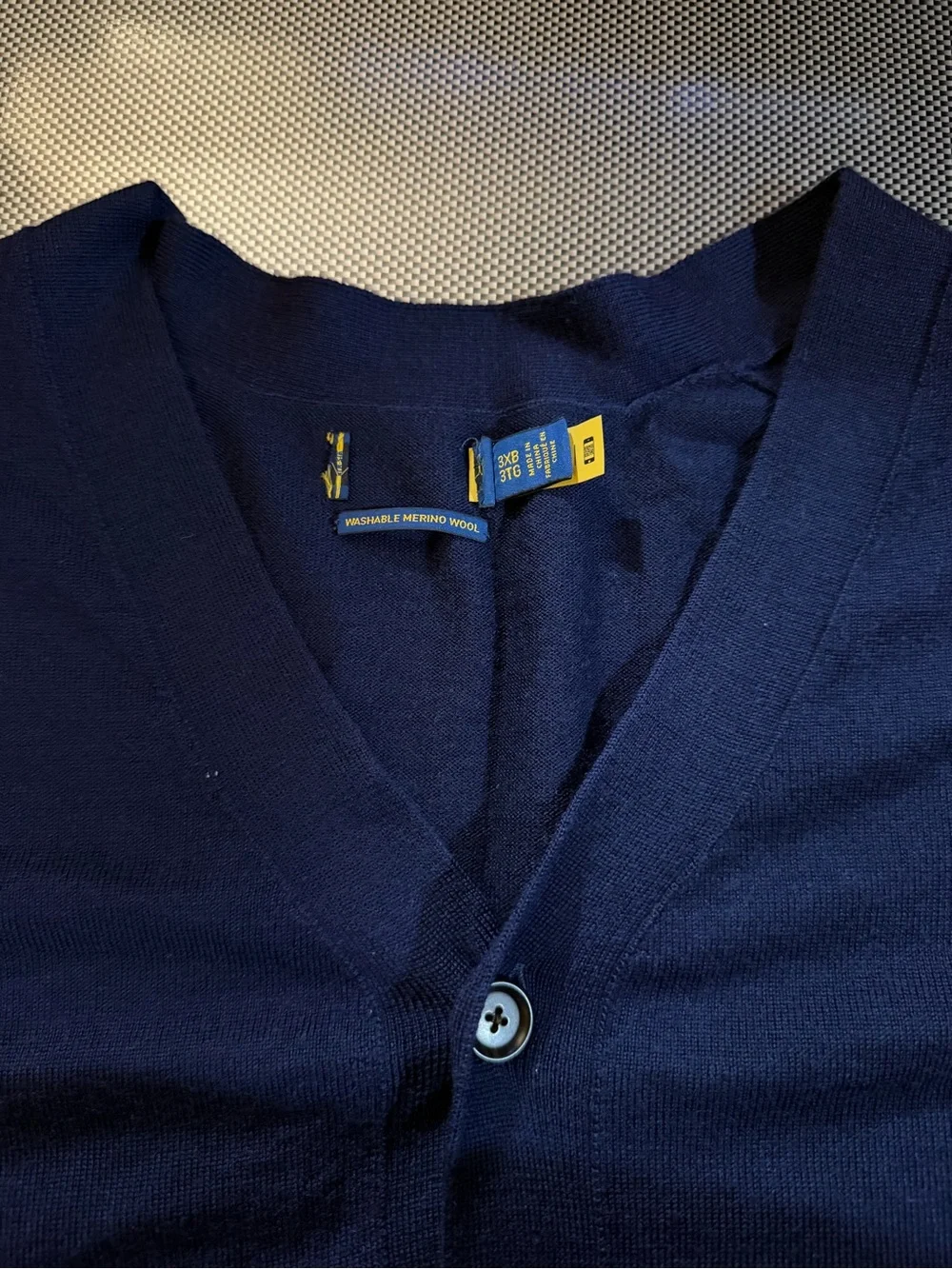 Polo Ralph Lauren Men's Navy Blue Button Cardigan Sweater 100% wool